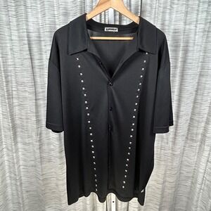 YMLA Button Down Shirt Black Mens XL Studded Y2K Streetwear Excellent